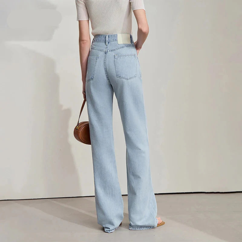 연하늘색 미니멀리스트 여름 데님 진