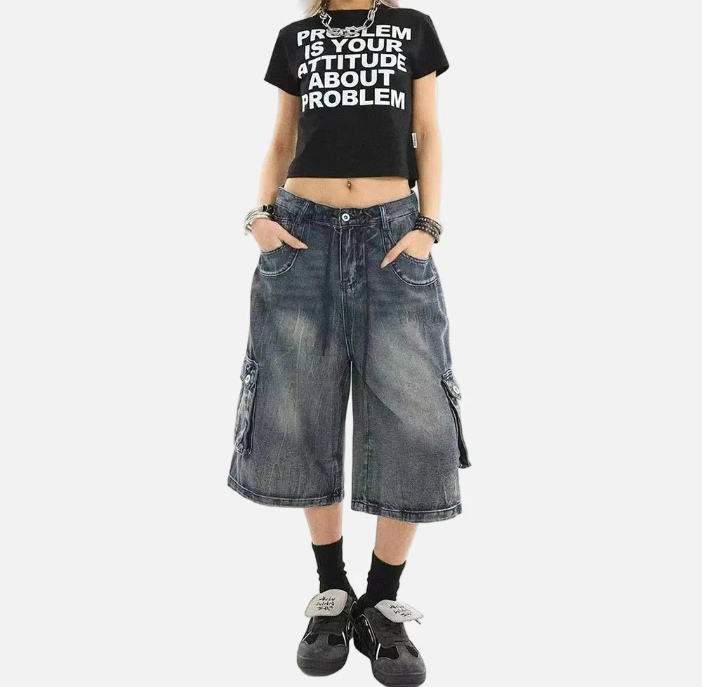 Premium Straight Fit Workwear Denim Cargo Jorts