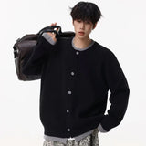 Retro Knitted Fake Two Piece Button Up Cardigan