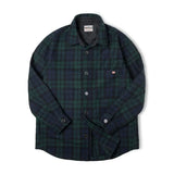 Chemise ample vintage à carreaux bleus et verts