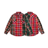 Chemise à carreaux respirante style hip-hop avec poches, manches longues