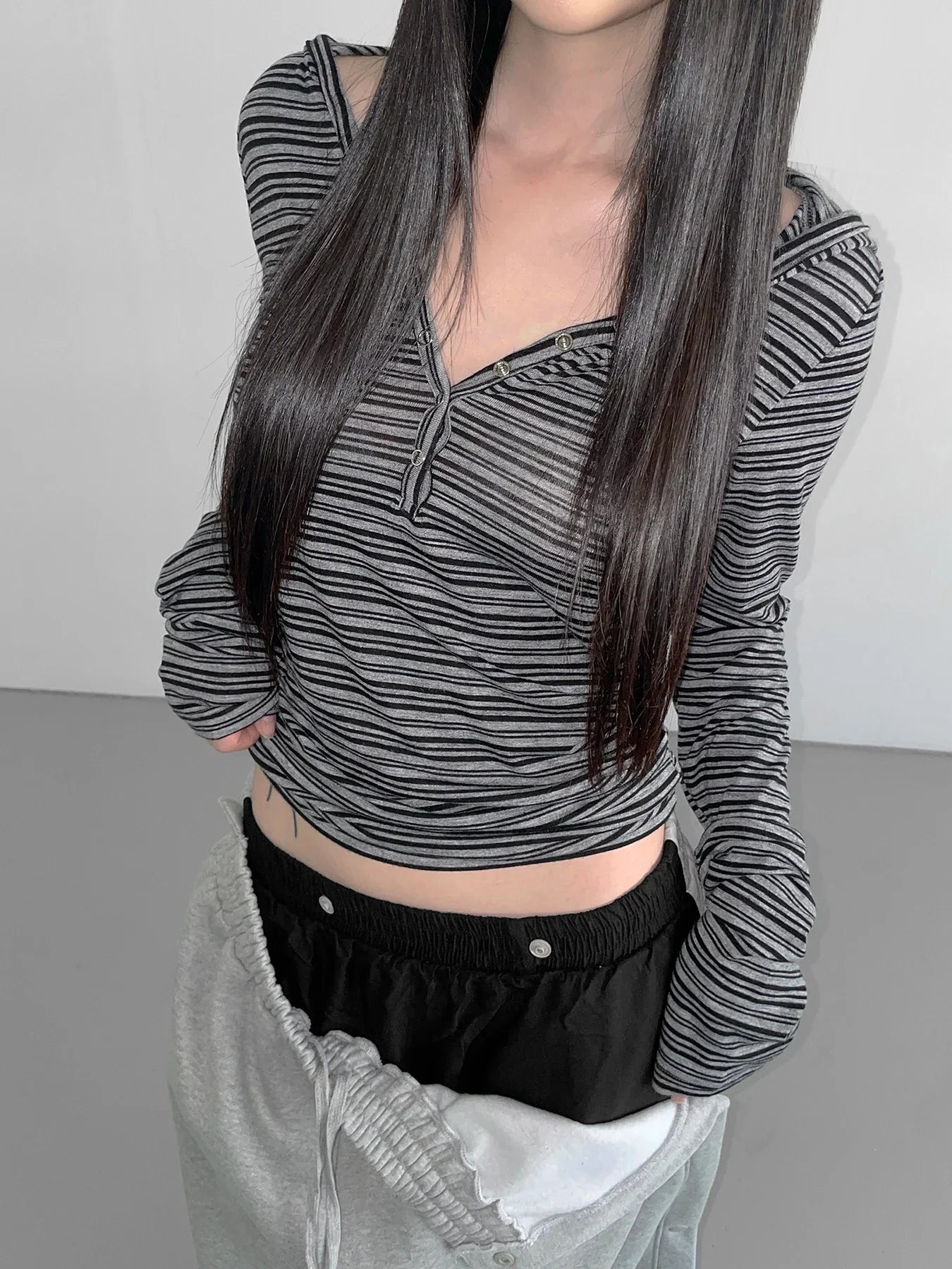 Slim Fit Striped Long Sleeve Hoodie