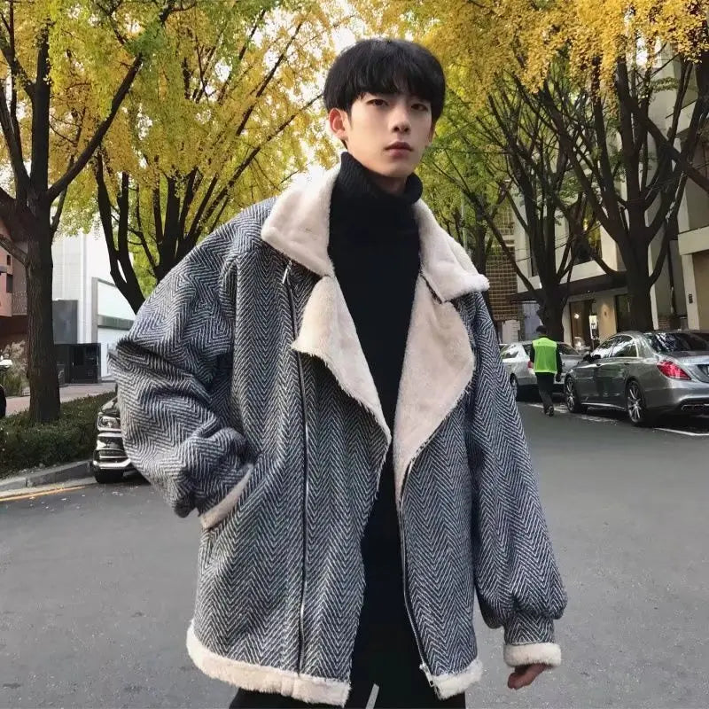 코지 패디드 벨벳 램스울 퍼 재킷
