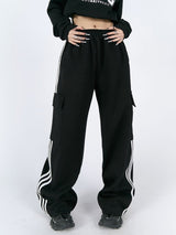 Pantalon cargo rayé pour femme
