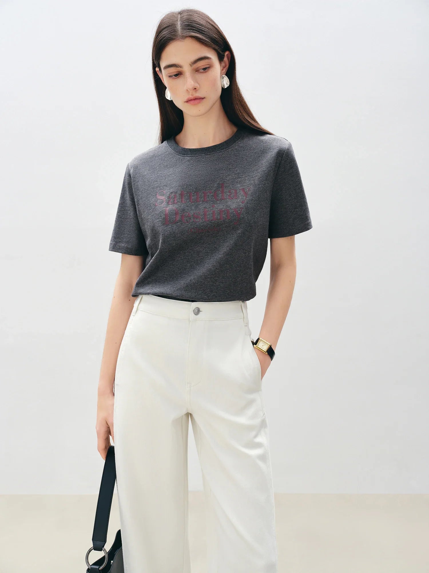 Women Cool Blue Printed Cotton Short-Sleeved T-Shirt