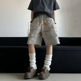 Einfarbige Arbeitsshorts mit mehreren Taschen
