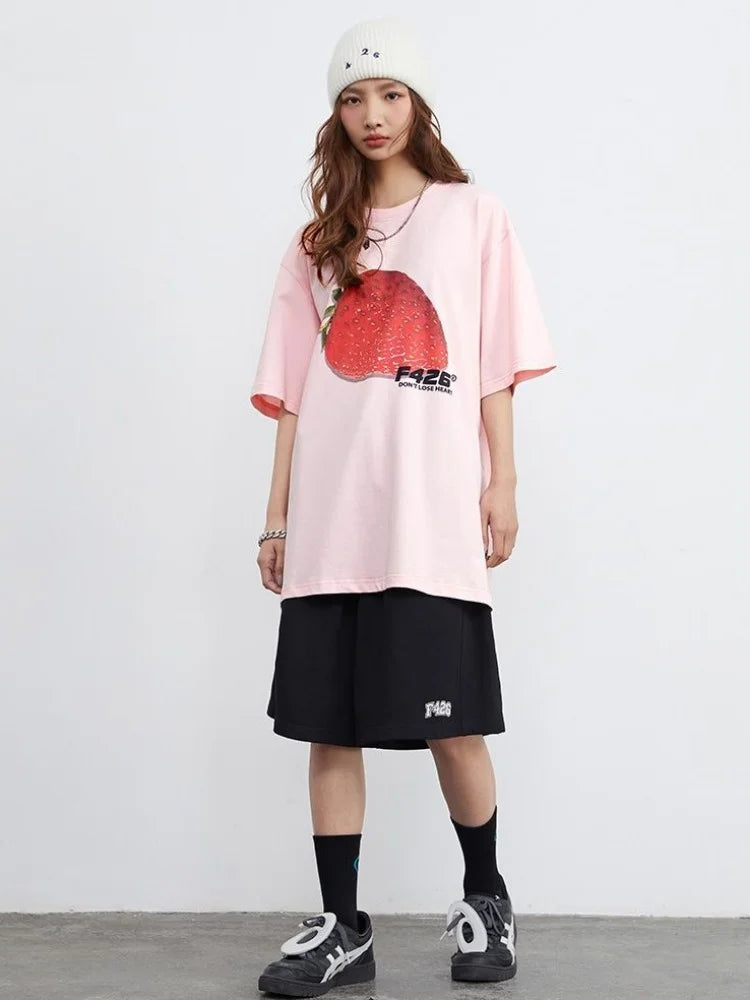 Women Retro Sweet Strawberry Graphic T-Shirt