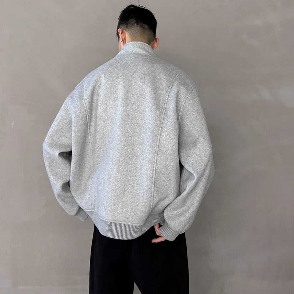Streetwear Plain Wool Campus Casual Sweatshirt