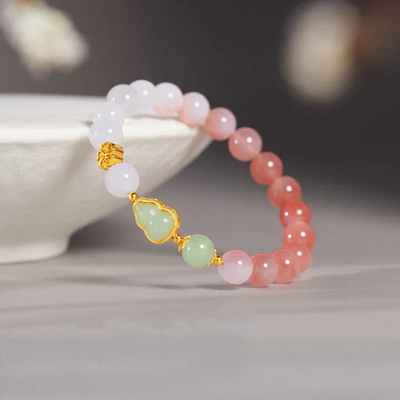 Lucky Cinnabar Red Jade Beaded Bracelet