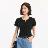 Short Sleeve Embroidered Slim T-shirt