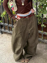 Streetwear Retro Militärgrüne Hose mit gebogenem Messer