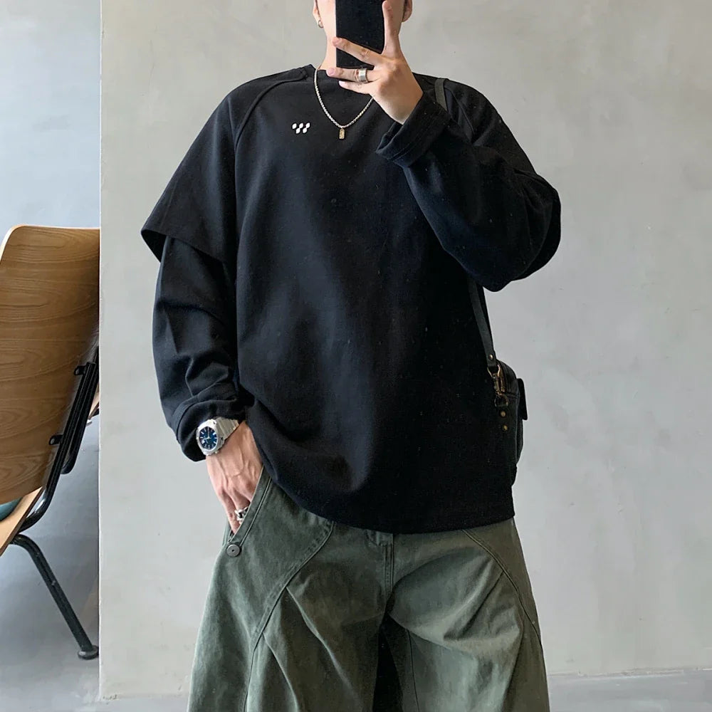 Oversized Lightweight Fake Two Piece Sweatshirt