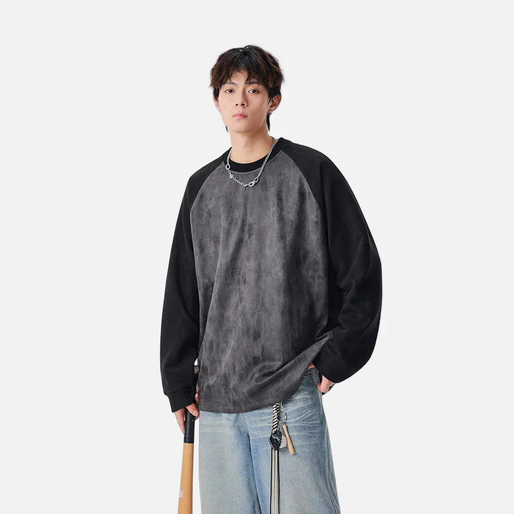 Y2K Cozy Distressed Crew Neck Sweatshirt