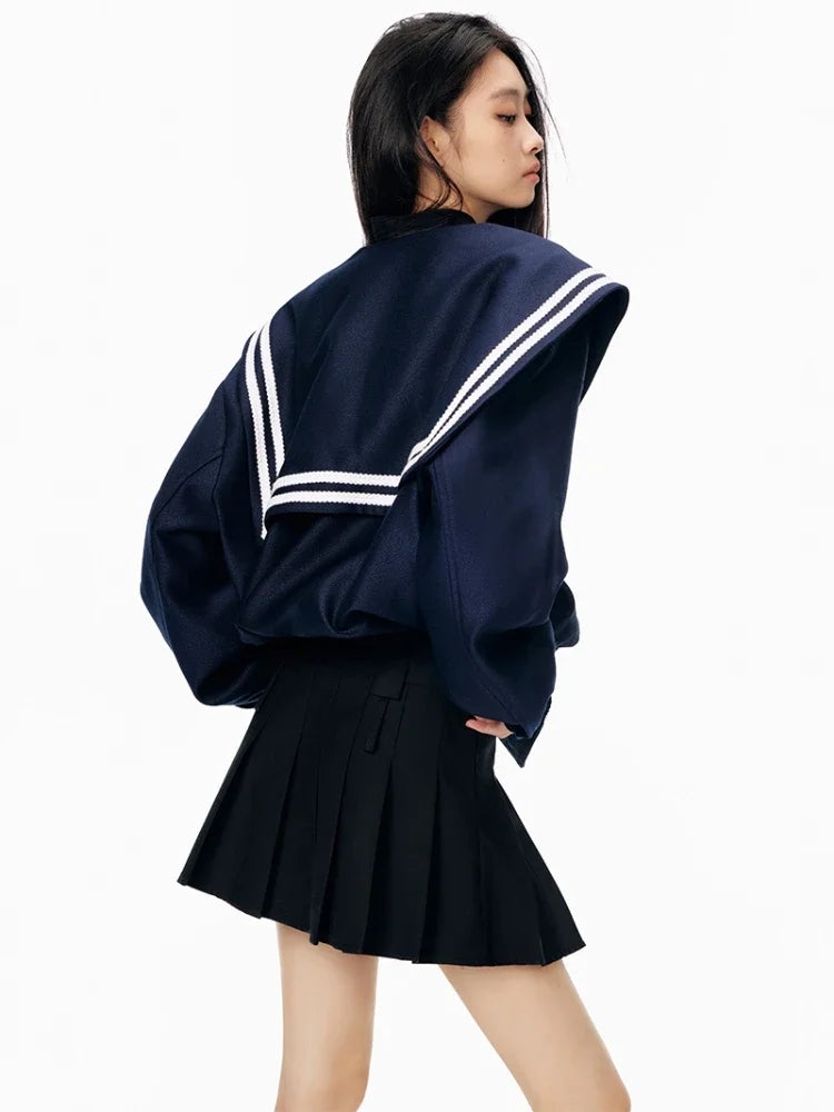 Veste oversize patchwork à col marin vintage