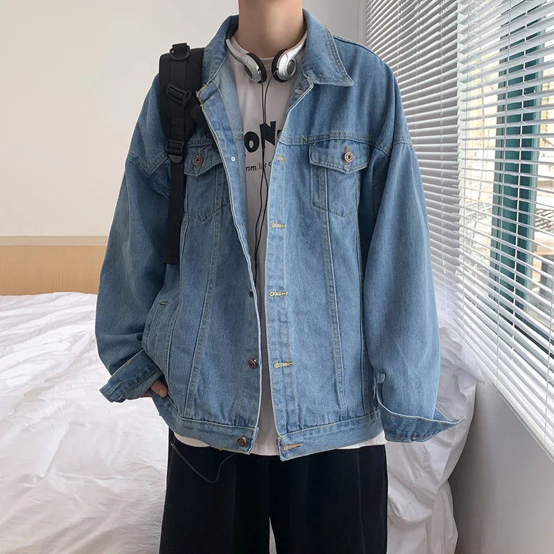 Black And Blue Cool Bomber Denim Jacket