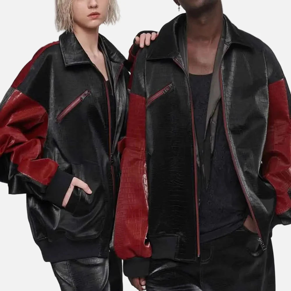 High Street American Patchwork Leather Jacket