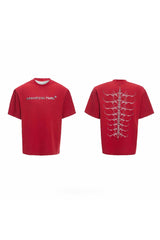 Baumwoll-T-Shirt mit Nietenbesatz und besticktem Rückenmotiv