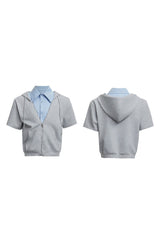 Kapuzenhemd mit Patchwork-Muster 