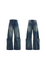 Washed Crackle Blade Jeans