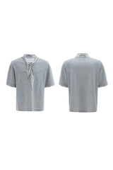 Kurzarm-T-Shirt mit silbernem Krawattenmuster 