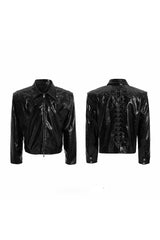 Studded Embroidered Spine Leather Jacket