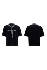 Kurzarm-T-Shirt mit silbernem Krawattenmuster 