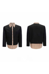 Gestreifte, mehrlagige Hemdjacke mit Nieten 