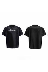 Schimmerndes, dekonstruiertes V-Ausschnitt-T-Shirt 