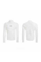 Deconstructed Mesh Panel Studded Turtleneck Tee