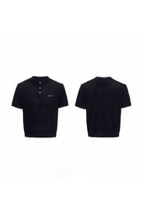 Strukturiertes Strick-Mesh-T-Shirt 