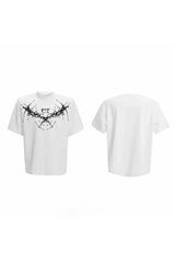 T-Shirt mit Distelstickerei und Nieten