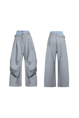 Faltenbesetzte Patchwork-Lagenhose 