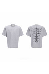 Baumwoll-T-Shirt mit Nietenbesatz und besticktem Rückenmotiv