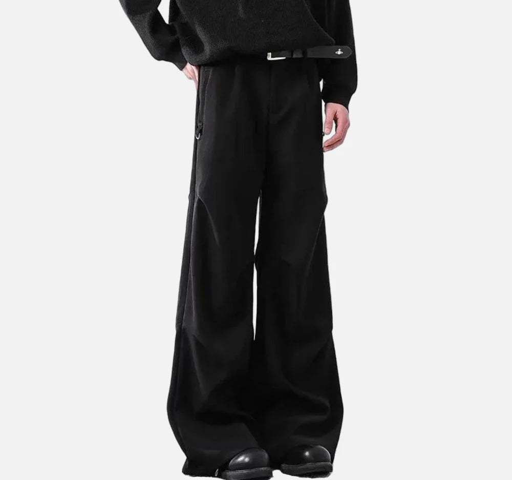 Classic Micro Flared Pleated Casual Pants