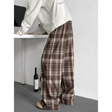 Retro-Karo-Hose mit lockerem, weitem Bein