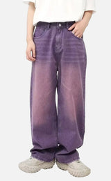 Lila Jeans im amerikanischen Stil mit Farbverlauf und weitem Bein