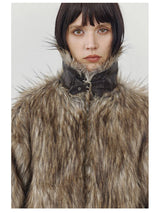 Manteau en fausse fourrure épaisse de luxe vintage pour femme