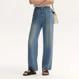 Elastic Waist Long Denim Jeans