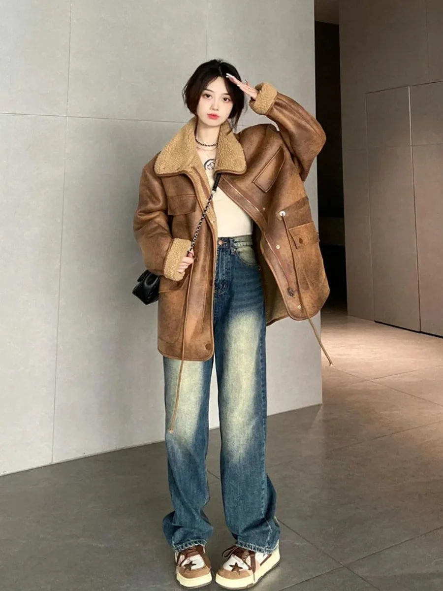 Veste en daim tendance américaine