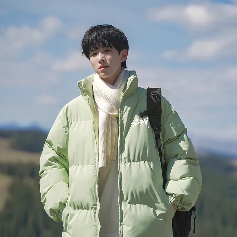 Veste d'hiver épaisse à col montant, style streetwear