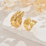 Elegant Gold Leaf Shaped Open Ring