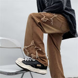 Stars Towel Embroidery Baggy Jeans