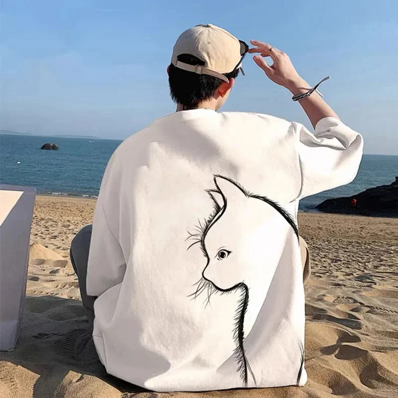 T-shirt minimaliste à profil de chat