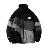 Oversize Fleece Patchwork Zip-Up Puffer Jacket