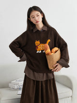 Pull tricoté chat de dessin animé