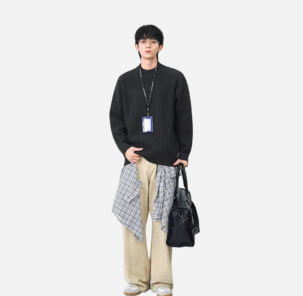 Cozy Ribbed Solid Color Mock Neck Sweater