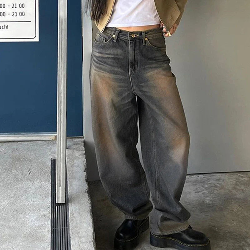 Gradient Color Low Waist Straight Jeans