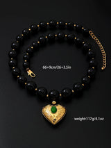 Music Vacation Retro Heart Beaded Necklace