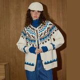 Y2K Cozy Fair Isle Color Block Cardigan