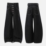 Y2K High Waist Buttoned Boot Cut Denim Jeans